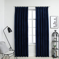 Tende Oscuranti con Ganci 2 pz Blu Scuro in Velluto 140x225 cmcod mxl 97446