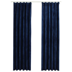 Tende Oscuranti con Ganci 2 pz Blu Scuro in Velluto 140x245 cm cod mxl 70695