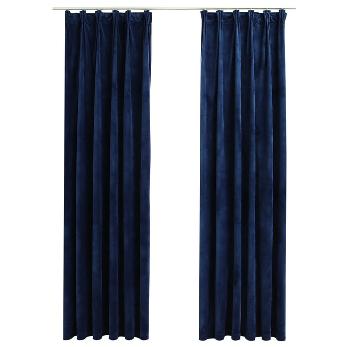 Tende Oscuranti con Ganci 2 pz Blu Scuro in Velluto 140x245 cm cod mxl 70695