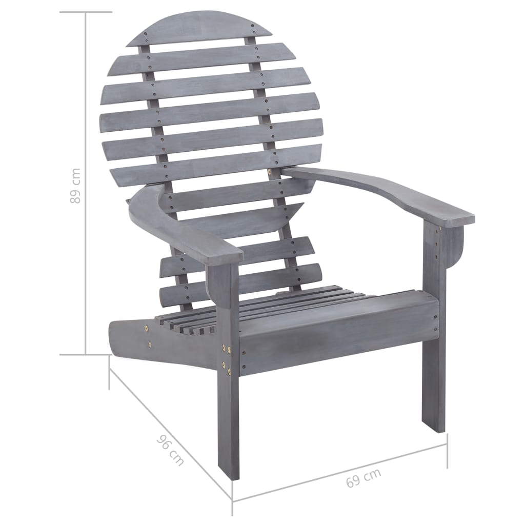 Sedia Adirondack in Legno Massello di Acacia Grigia 46322