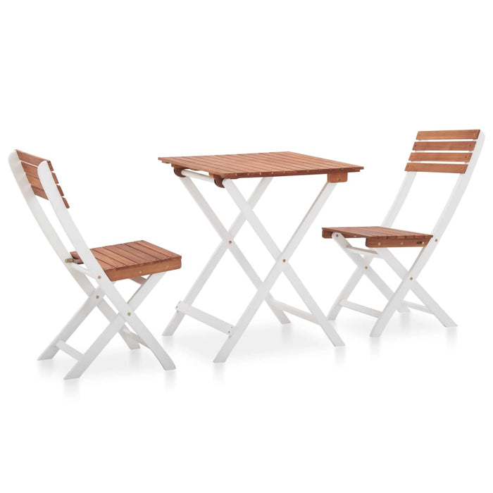 Set da Bistrot 3 pz in Legno di Acacia Marrone Scuro e Bianco 46323