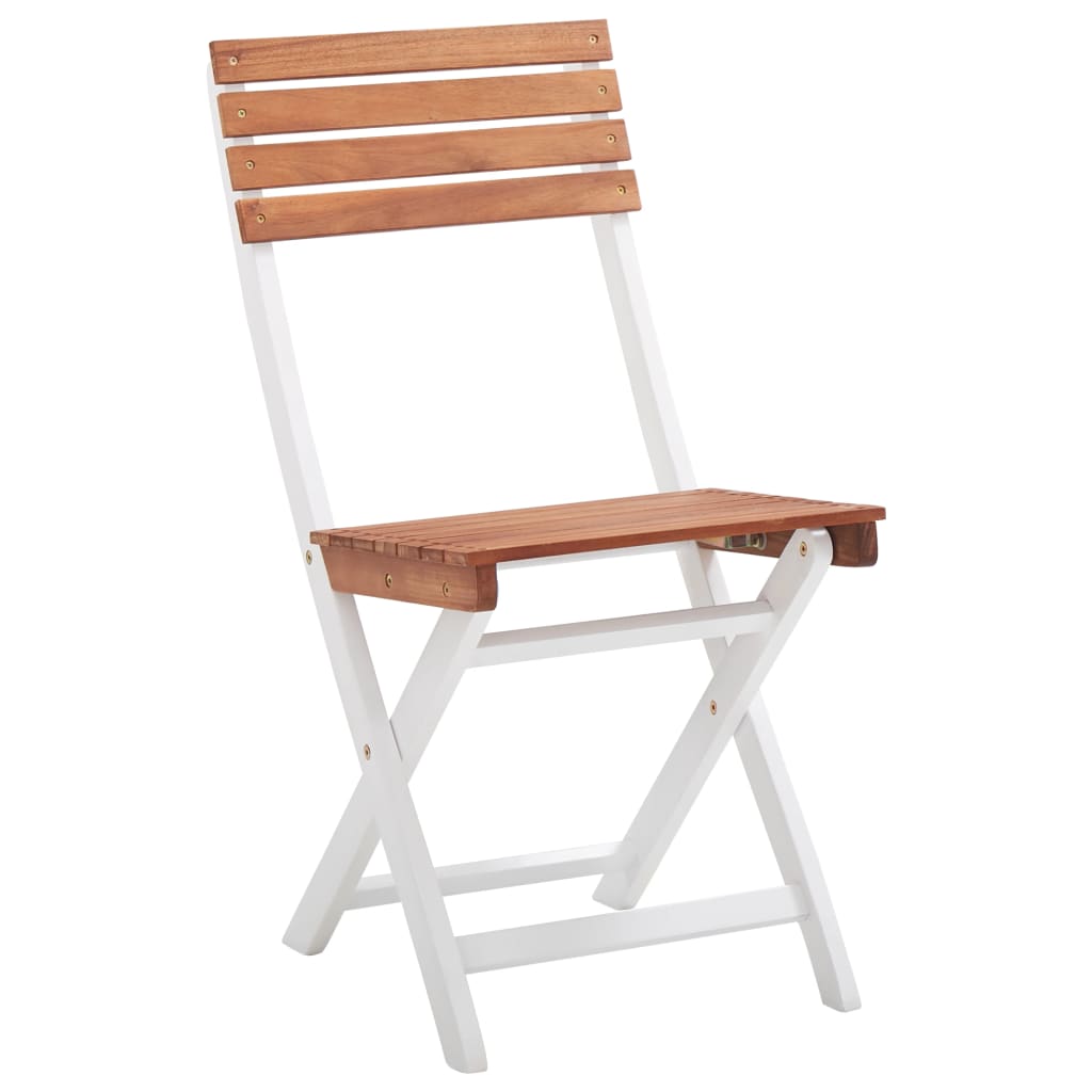 Set da Bistrot 3 pz in Legno di Acacia Marrone Scuro e Bianco 46323