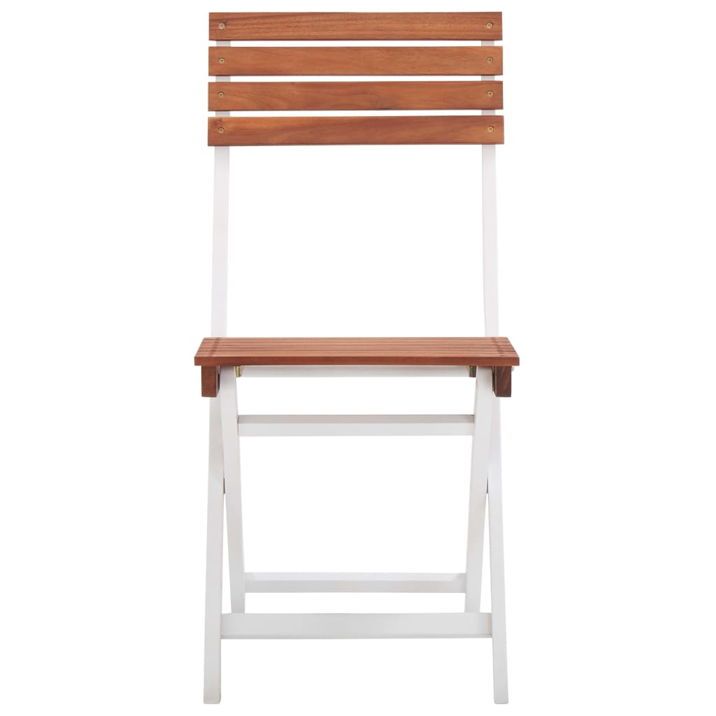 Set da Bistrot 3 pz in Legno di Acacia Marrone Scuro e Bianco 46323