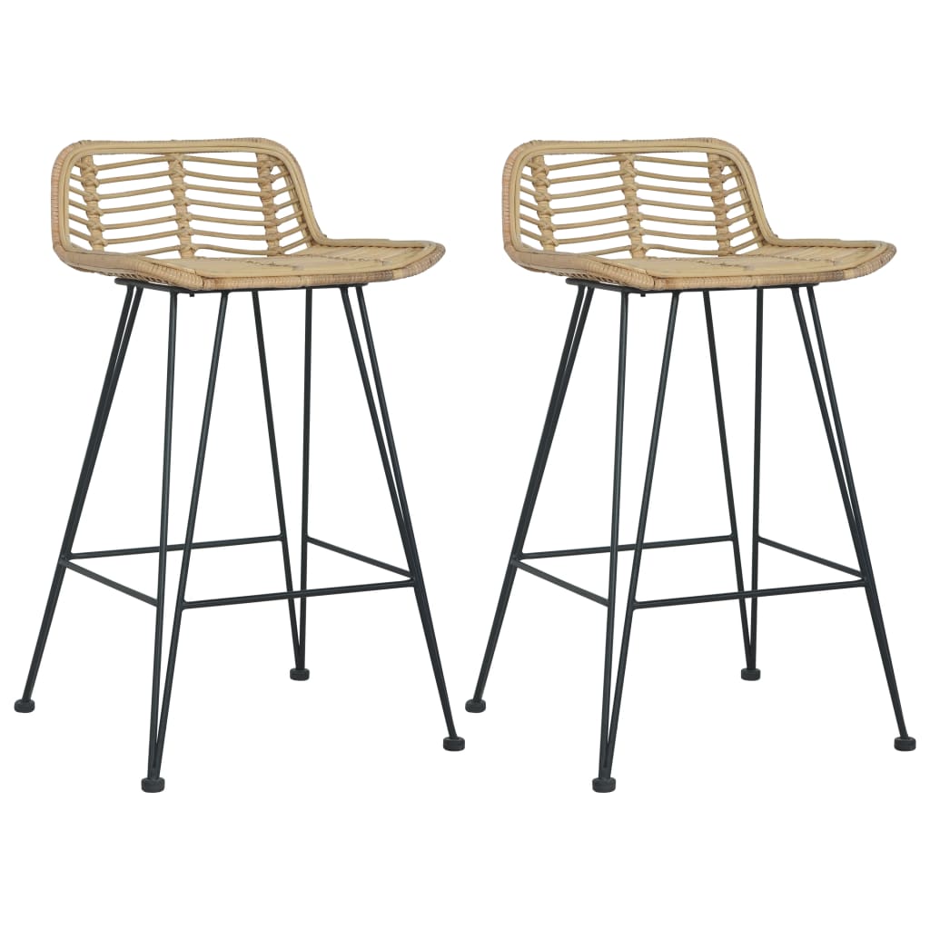 Sedie da Bar 2 pz in Rattan Naturale 285232