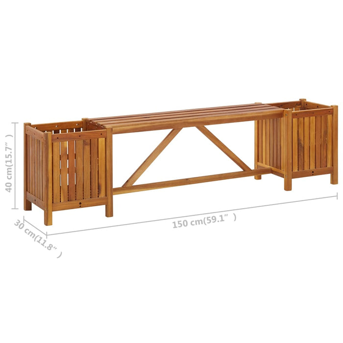 Panca da Giardino con 2 Fioriere 150x30x40cm in Massello Acacia cod mxl 42451