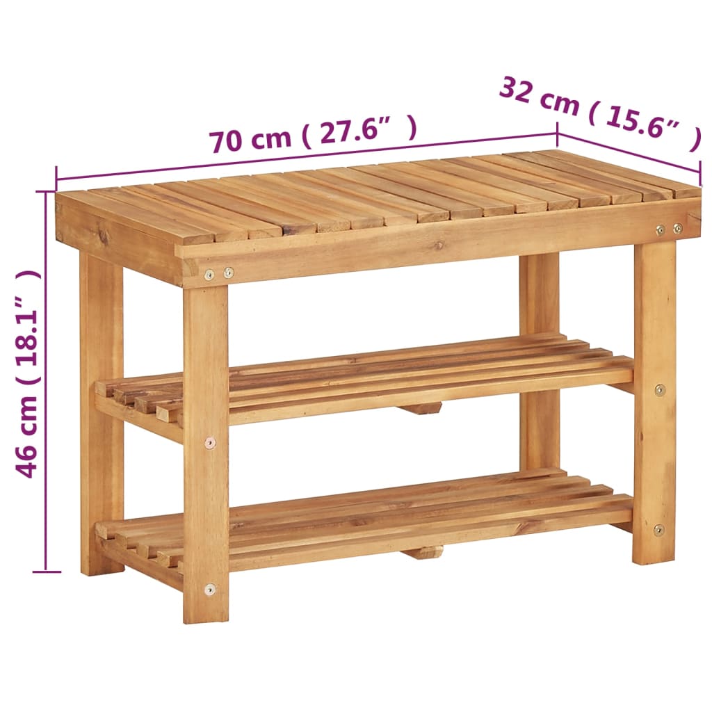 Scarpiera 70x32x46 cm in Legno Massello di Acacia 45930