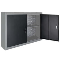 Armadio a Parete Stile Industriale in Metallo Grigio Nero 145365