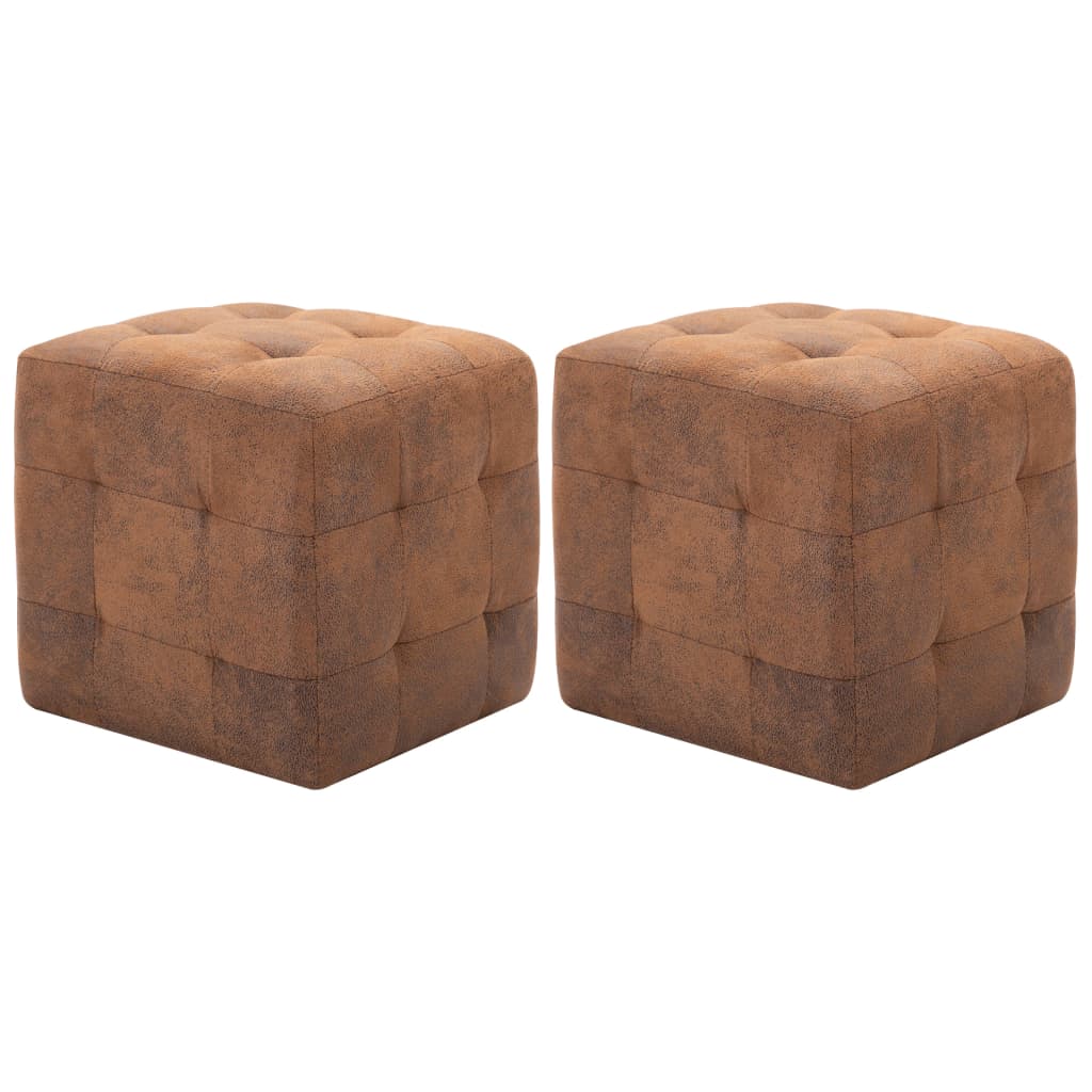 Pouf 2 pz Marrone 30x30x30 cm in Similpelle Scamosciata 278382