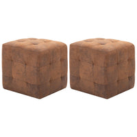 Pouf 2 pz Marrone 30x30x30 cm in Similpelle Scamosciata 278382