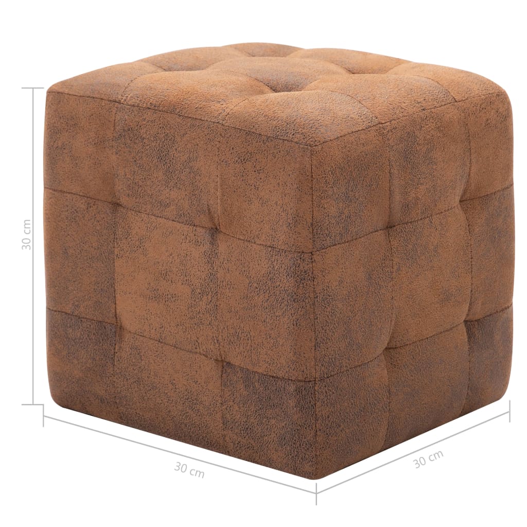 Pouf 2 pz Marrone 30x30x30 cm in Similpelle Scamosciata 278382