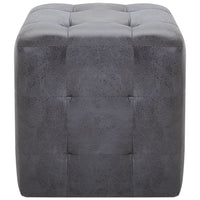 Pouf 2 pz Grigio 30x30x30 cm in Similpelle Scamosciata 278383