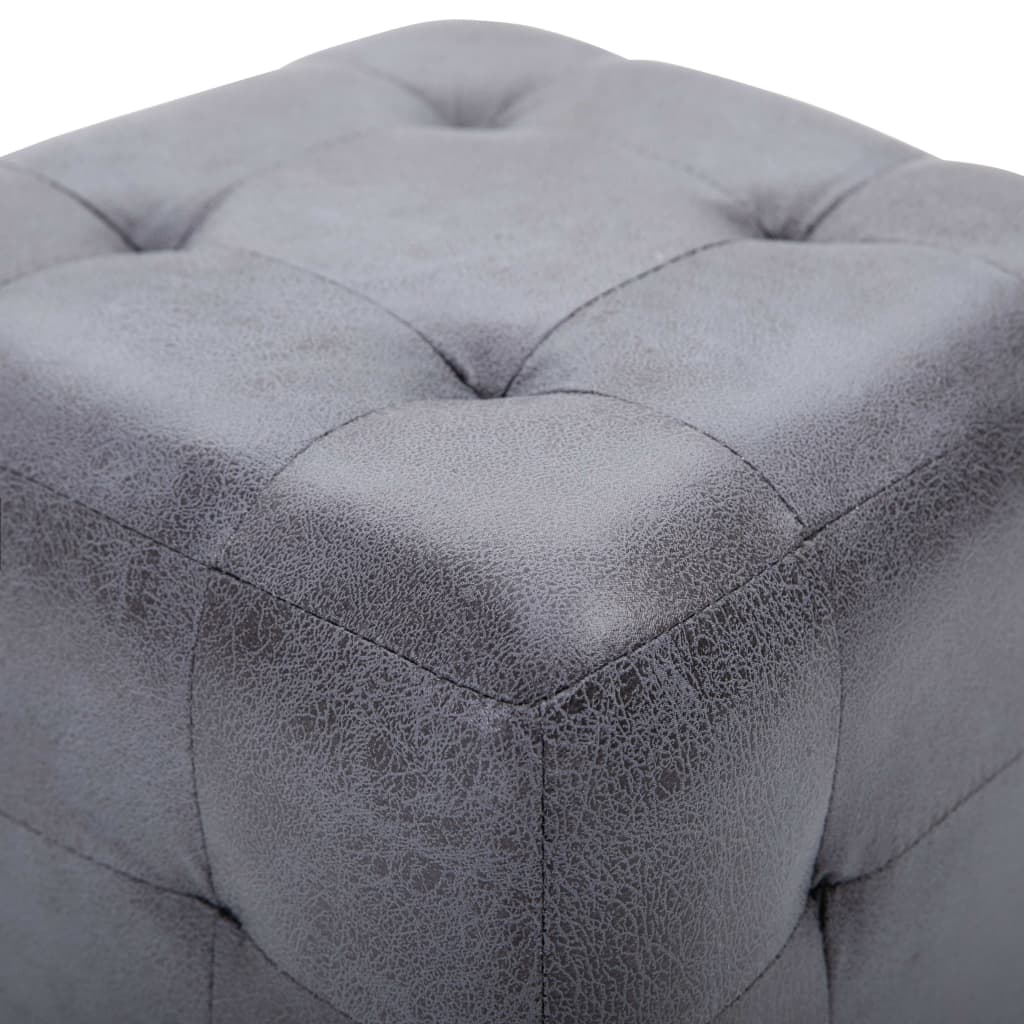 Pouf 2 pz Grigio 30x30x30 cm in Similpelle Scamosciata 278383