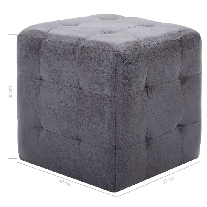 Pouf 2 pz Grigio 30x30x30 cm in Similpelle Scamosciata 278383