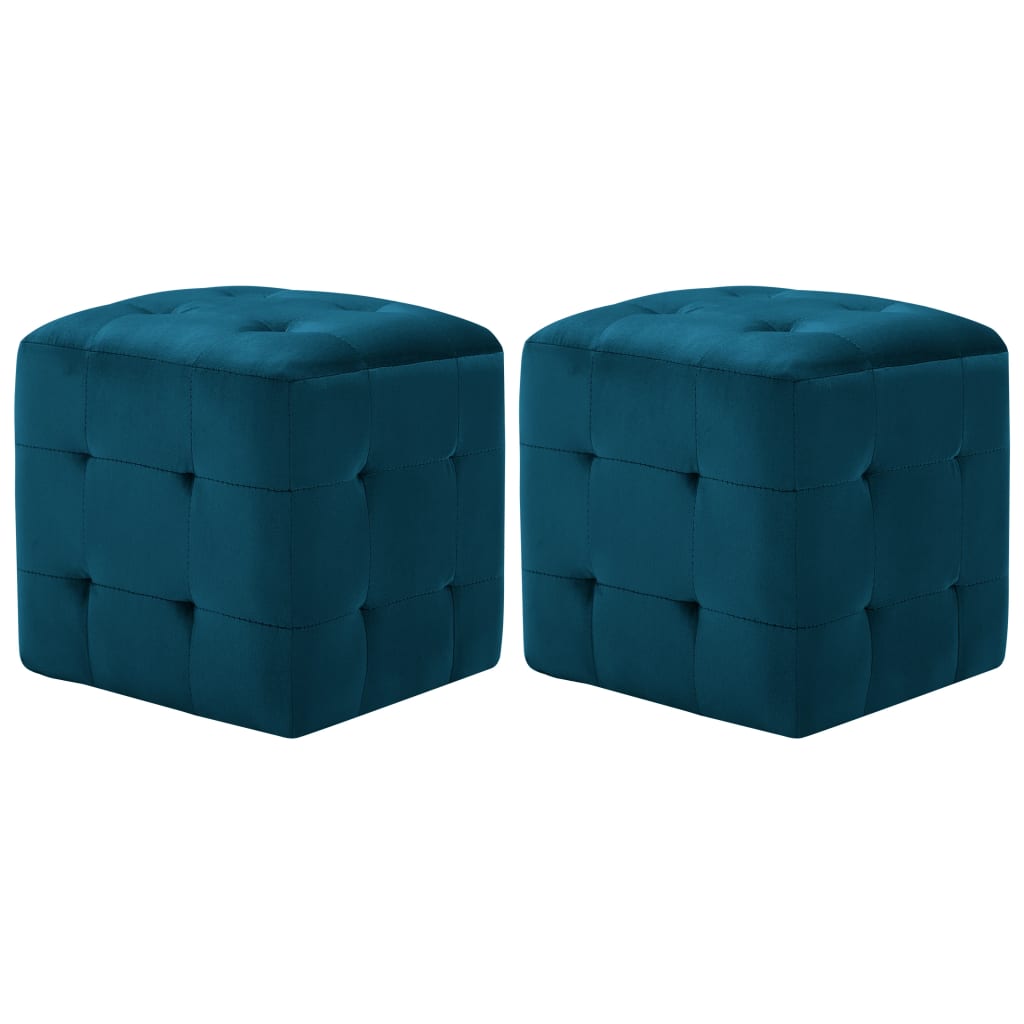 Pouf 2 pz Blu 30x30x30 cm in Velluto 278384