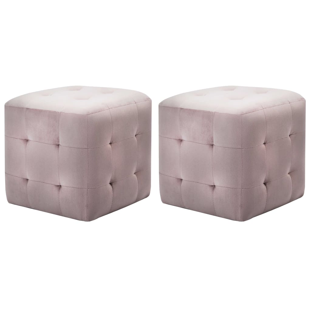 Pouf 2 pz Rosa 30x30x30 cm in Velluto cod mxl 63465