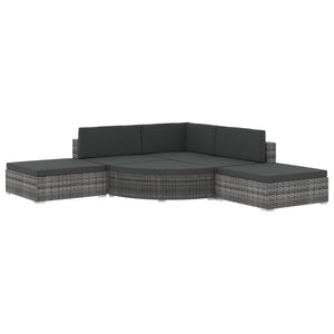 Set Divani da Giardino 6 pz con Cuscini in Polyrattan Grigio 46742