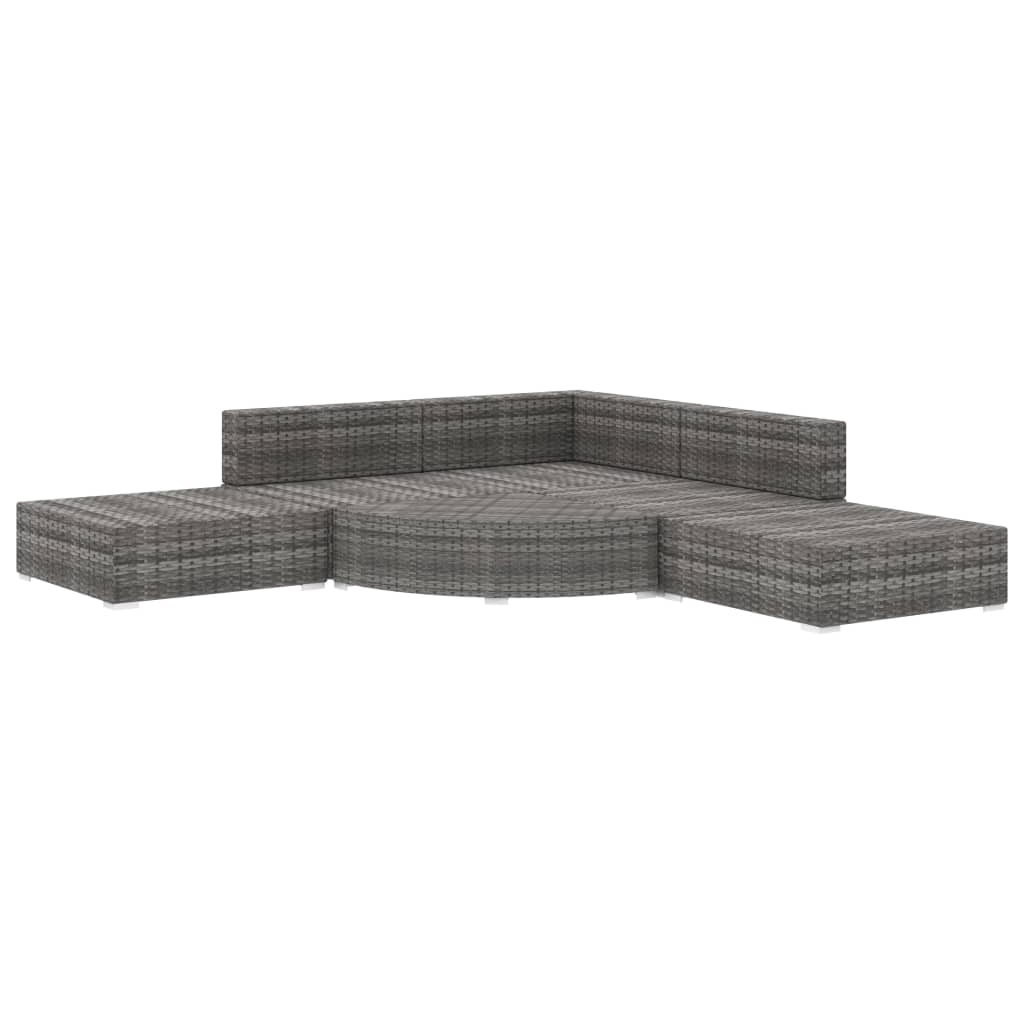 Set Divani da Giardino 6 pz con Cuscini in Polyrattan Grigio 46742