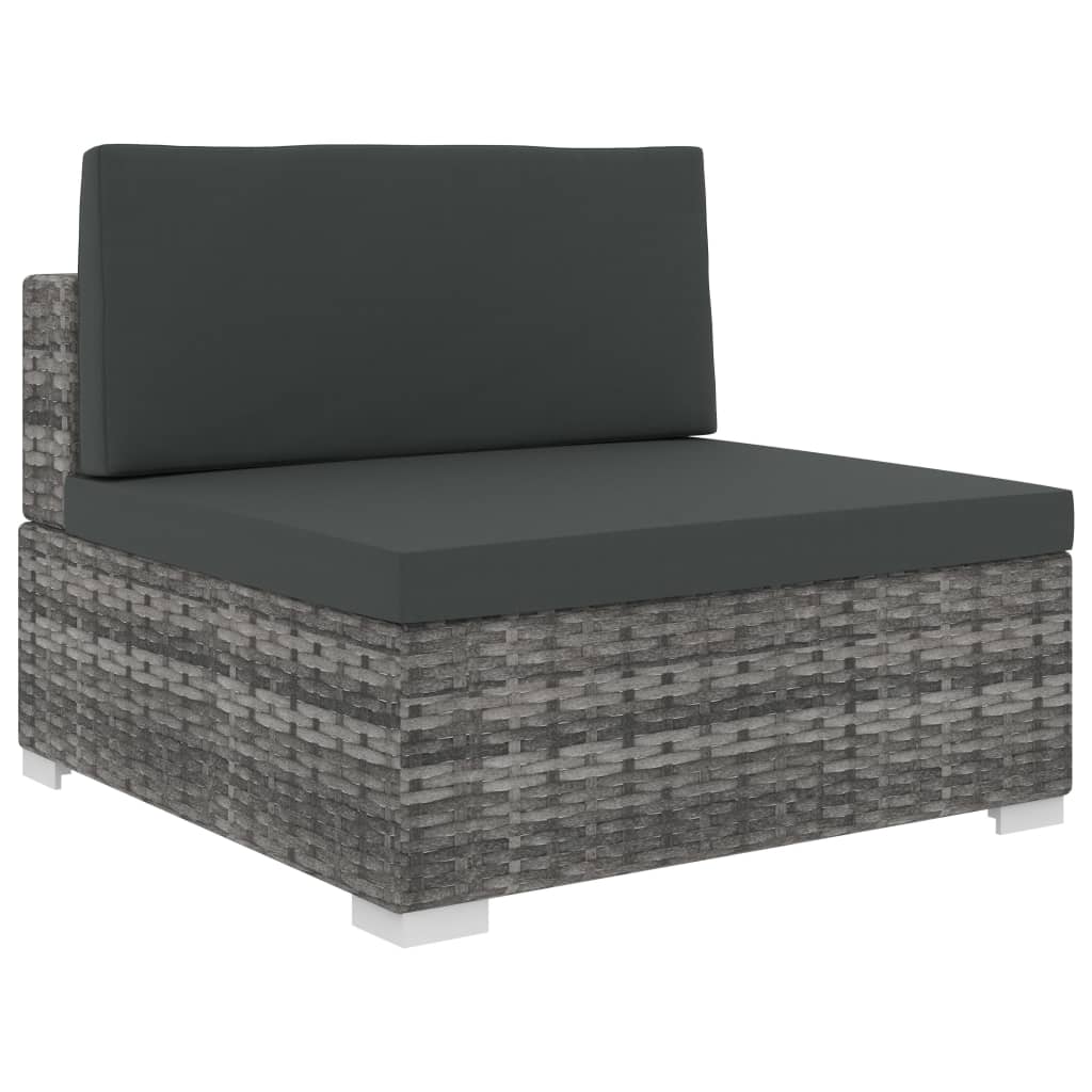 Set Divani da Giardino 6 pz con Cuscini in Polyrattan Grigio 46742