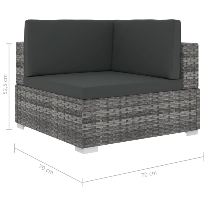 Set Divani da Giardino 6 pz con Cuscini in Polyrattan Grigio 46742