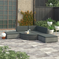 Set Divani da Giardino 6 pz con Cuscini in Polyrattan Grigio 46742