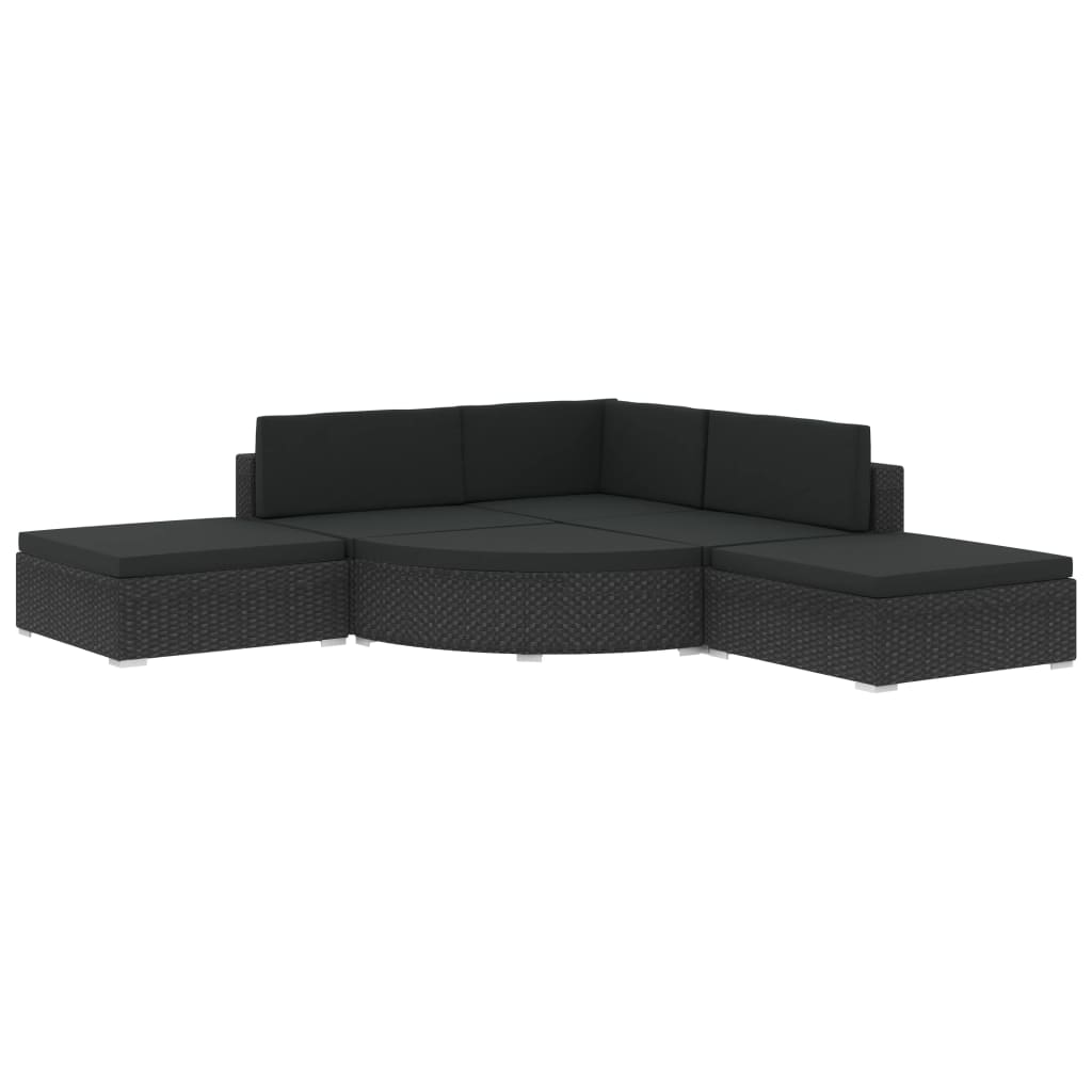 Set Divani da Giardino 6 pz con Cuscini in Polyrattan Nero cod mxl 35611