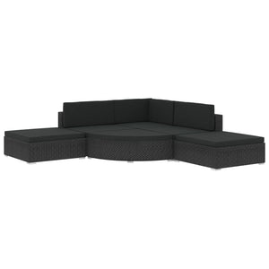 Set Divani da Giardino 6 pz con Cuscini in Polyrattan Nero cod mxl 35611