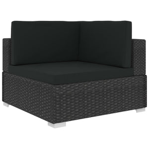 Set Divani da Giardino 6 pz con Cuscini in Polyrattan Nero cod mxl 35611