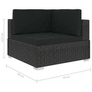 Set Divani da Giardino 6 pz con Cuscini in Polyrattan Nero cod mxl 35611