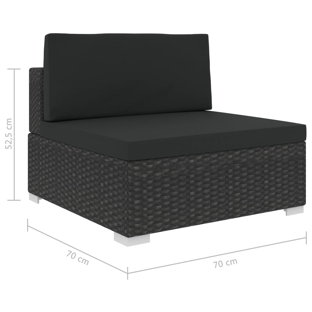 Set Divani da Giardino 6 pz con Cuscini in Polyrattan Nero cod mxl 35611