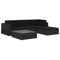 Set Divani da Giardino 5 pz con Cuscini in Polyrattan Nero 46744