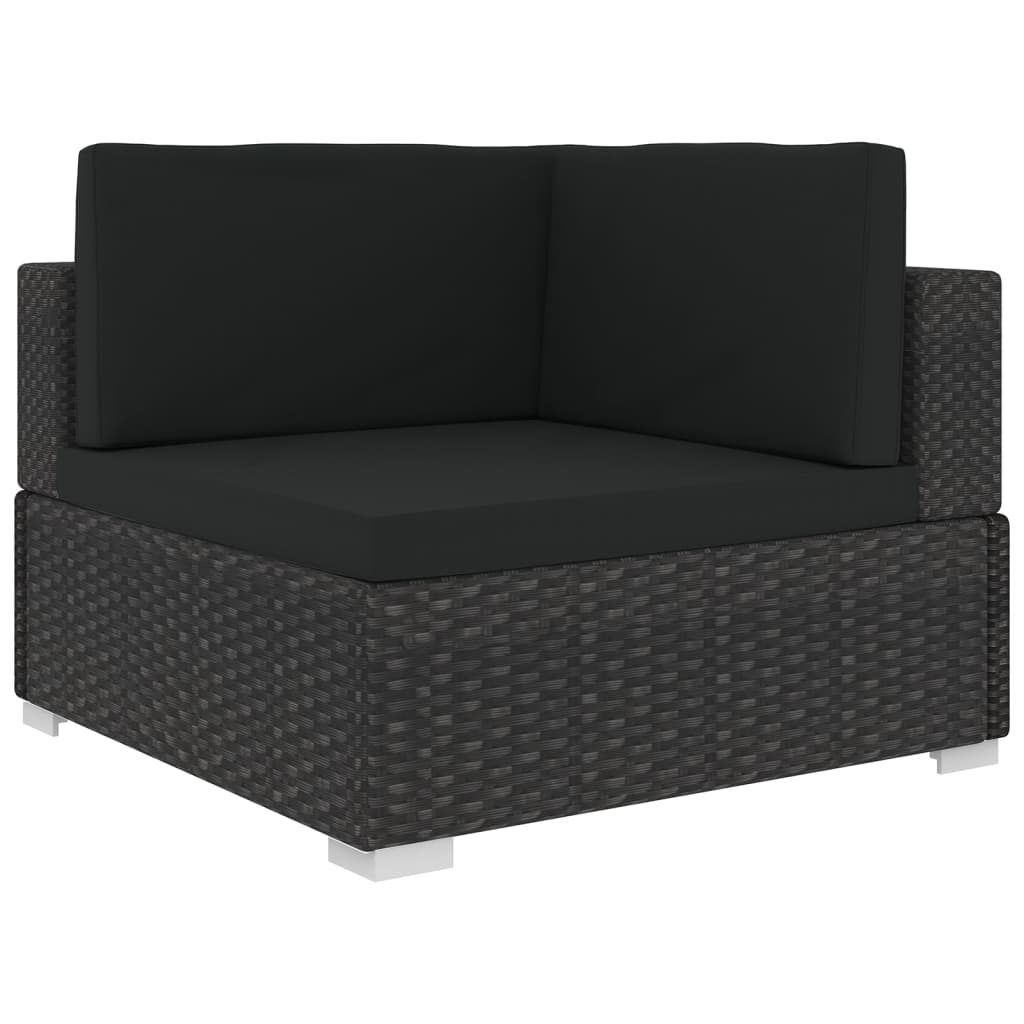 Set Divani da Giardino 5 pz con Cuscini in Polyrattan Nero 46744