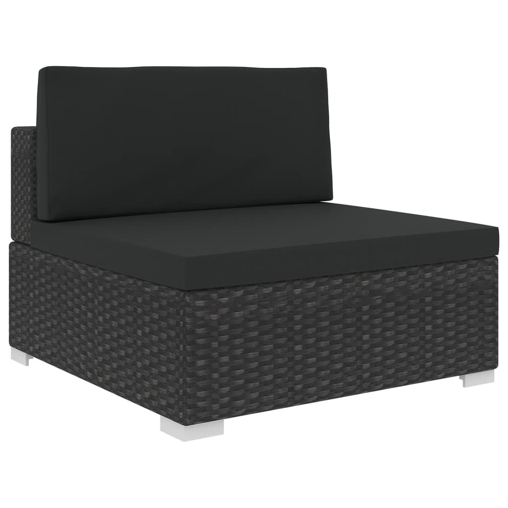 Set Divani da Giardino 5 pz con Cuscini in Polyrattan Nero 46744