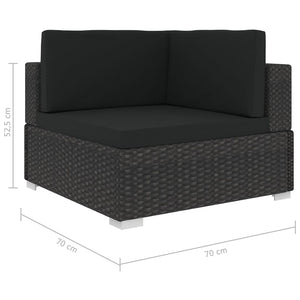 Set Divani da Giardino 5 pz con Cuscini in Polyrattan Nero 46744