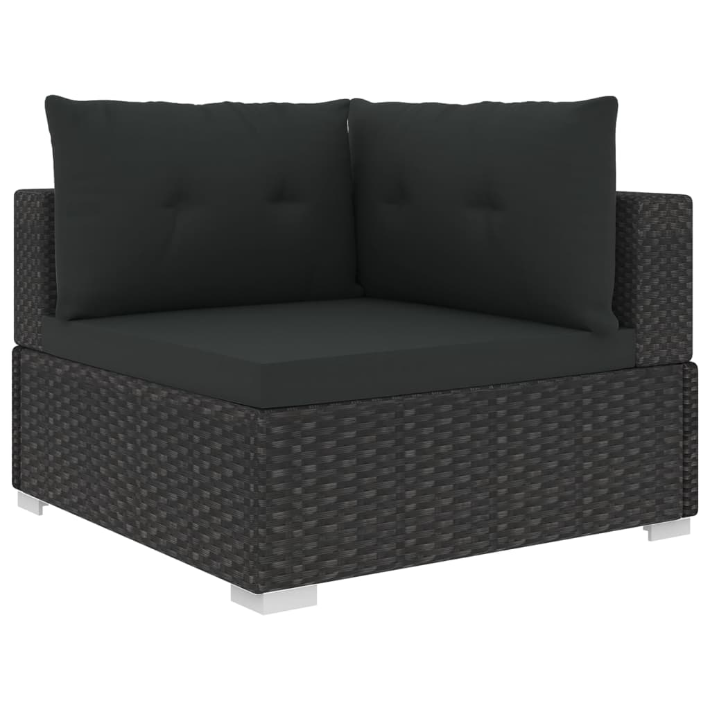 Set Divani da Giardino 6 pz con Cuscini in Polyrattan Nero cod mxl 42016