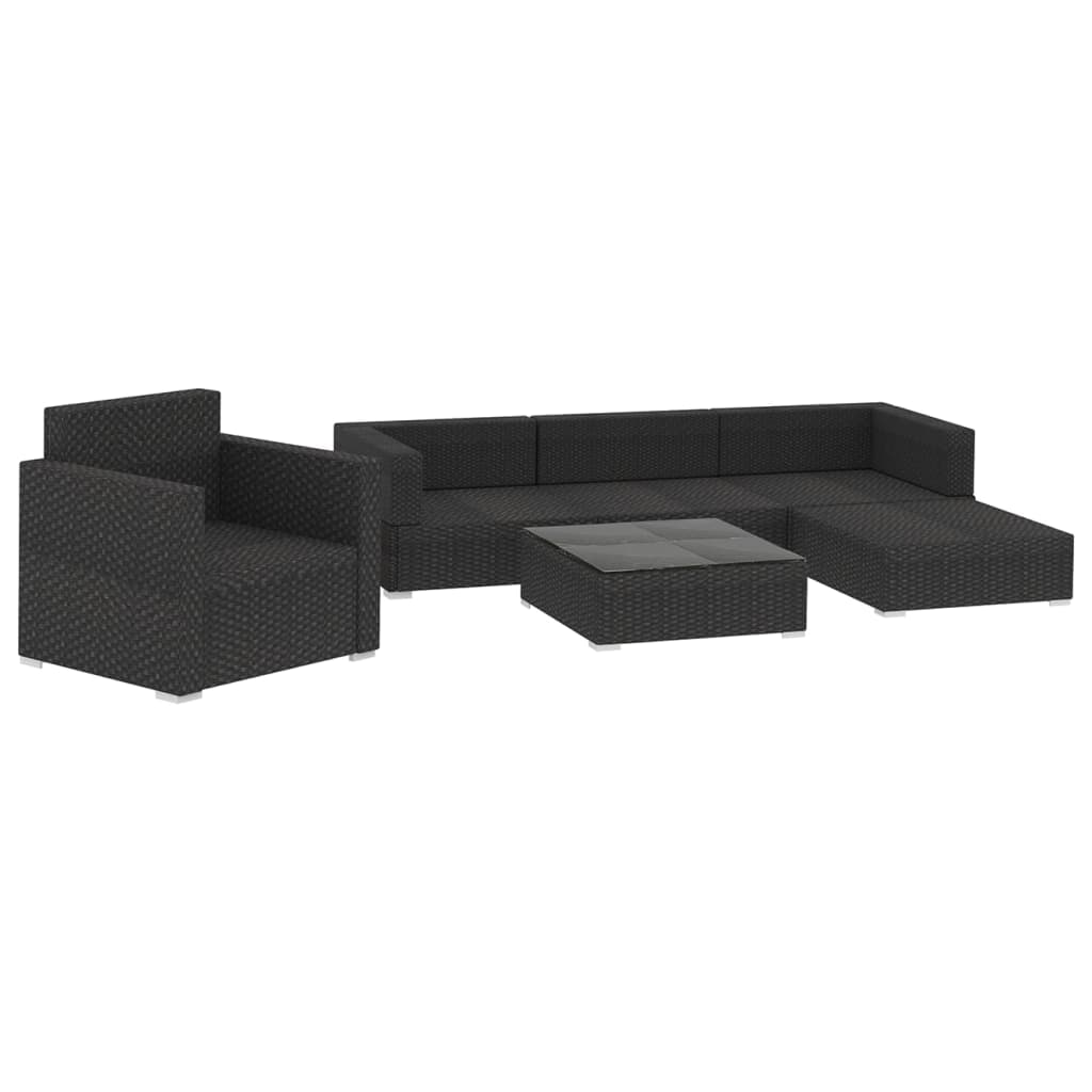 Set Divani da Giardino 6 pz con Cuscini in Polyrattan Nero cod mxl 42016