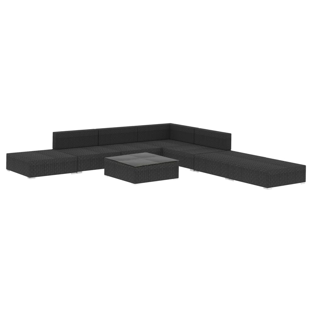 Set Divani da Giardino 8 pz con Cuscini in Polyrattan Nero cod mxl 35485