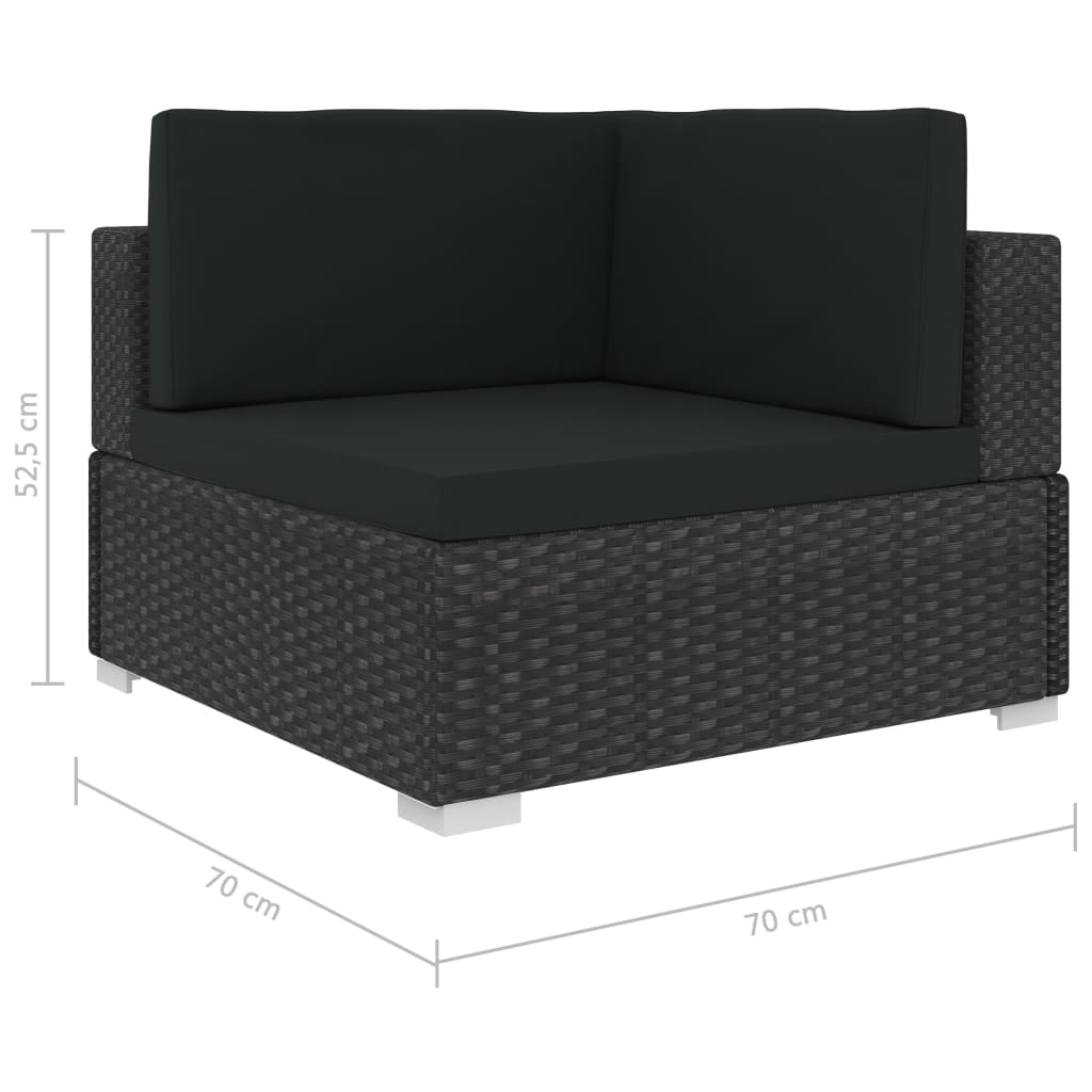 Set Divani da Giardino 8 pz con Cuscini in Polyrattan Nero cod mxl 35485