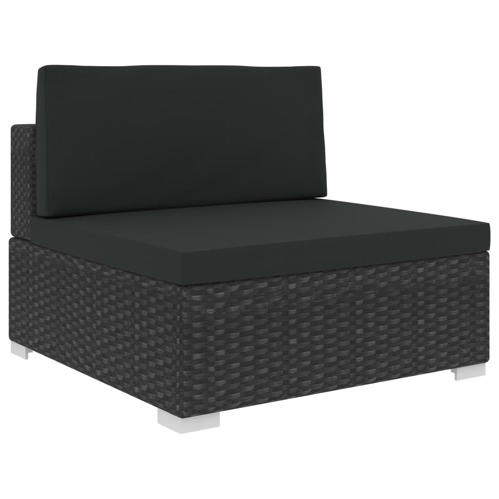 Set Divani da Giardino 6 pz con Cuscini in Polyrattan Nero 46754