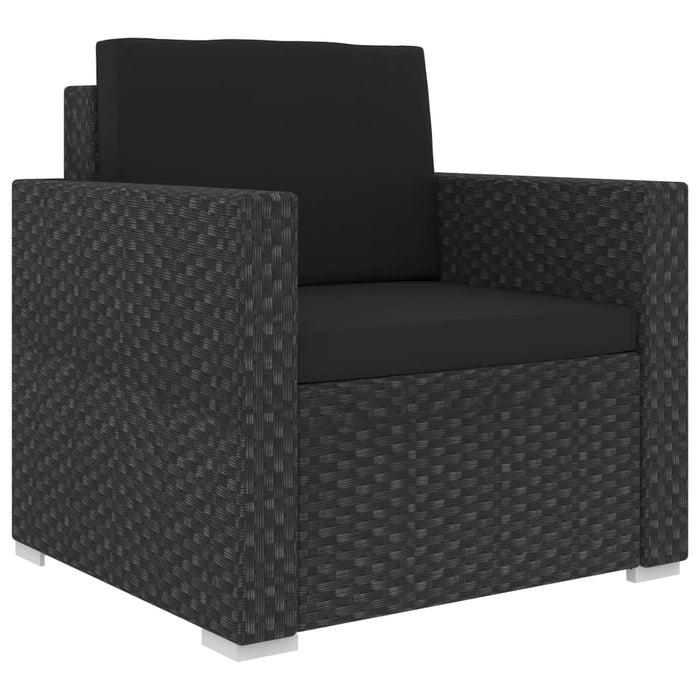 Set Divani da Giardino 6 pz con Cuscini in Polyrattan Nero 46754