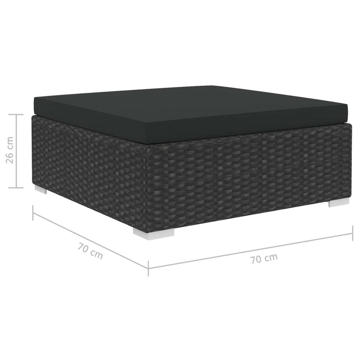 Set Divani da Giardino 6 pz con Cuscini in Polyrattan Nero 46754