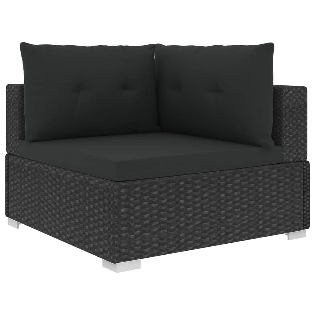 Set Divani da Giardino 10 pz con Cuscini in Polyrattan Nero cod mxl 36250