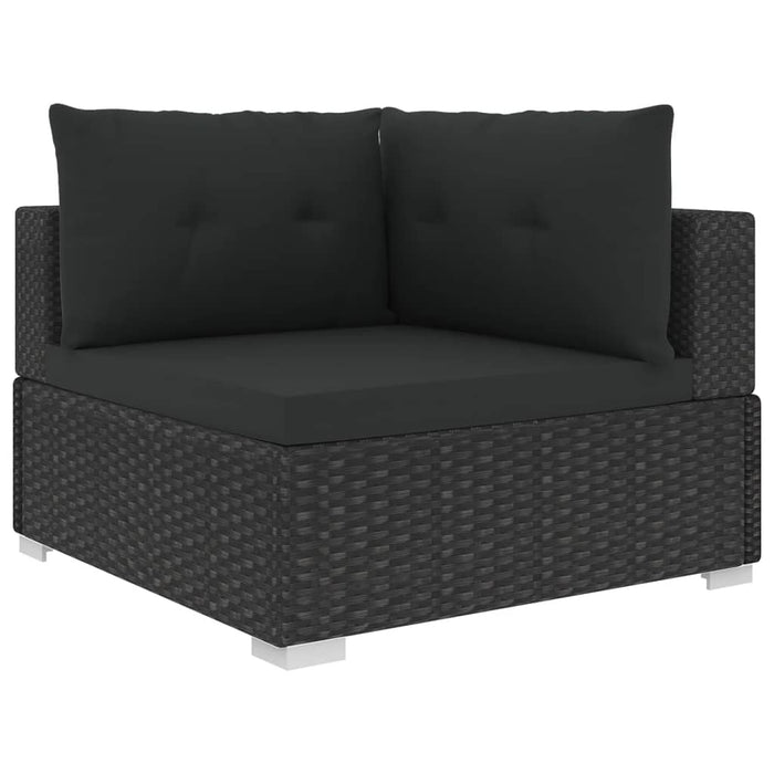 Set Divani da Giardino 10 pz con Cuscini in Polyrattan Nero 46755