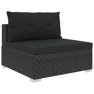 Set Divani da Giardino 10 pz con Cuscini in Polyrattan Nero 46755