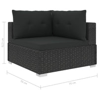 Set Divani da Giardino 10 pz con Cuscini in Polyrattan Nero cod mxl 36250