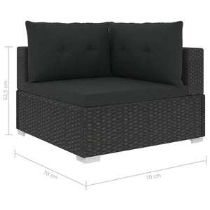 Set Divani da Giardino 10 pz con Cuscini in Polyrattan Nero 46755