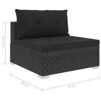 Set Divani da Giardino 10 pz con Cuscini in Polyrattan Nero cod mxl 36250