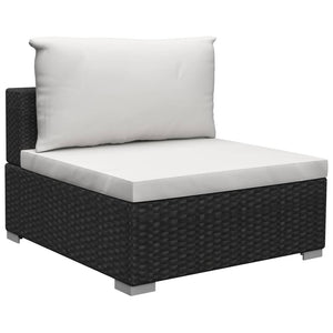 Set Divani da Giardino 13 pz con Cuscini in Polyrattan Nero 46758