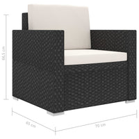 Set Divani da Giardino 13 pz con Cuscini in Polyrattan Nero 46758