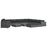 Set Divani da Giardino 13 pz con Cuscini in Polyrattan Grigio 46759