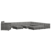 Set Divani da Giardino 13 pz con Cuscini in Polyrattan Grigio 46759